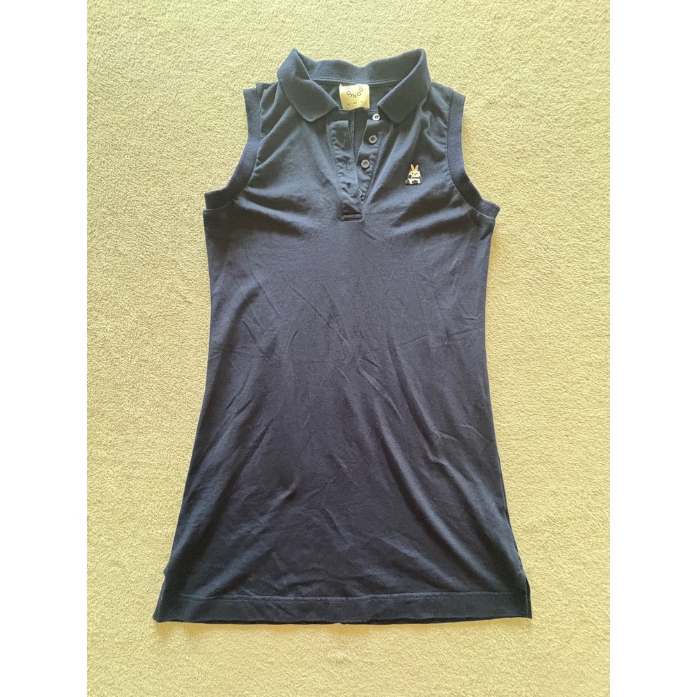 Lili Sidonio Navy Blue Sleeveless Polo Dress Panda Rabbit Embroidery Sporty